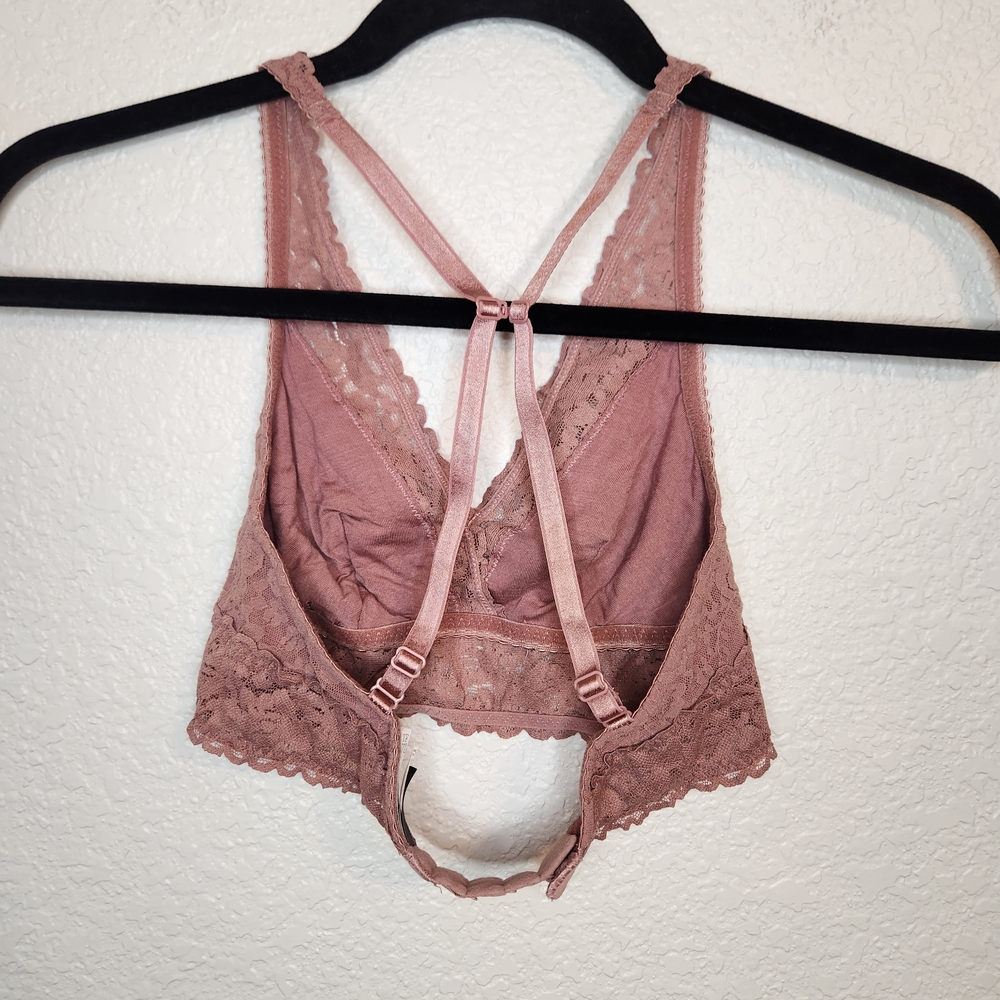 Felina Wireless Lace Bralette, Mauve Pink Size S - Picture 12 of 16